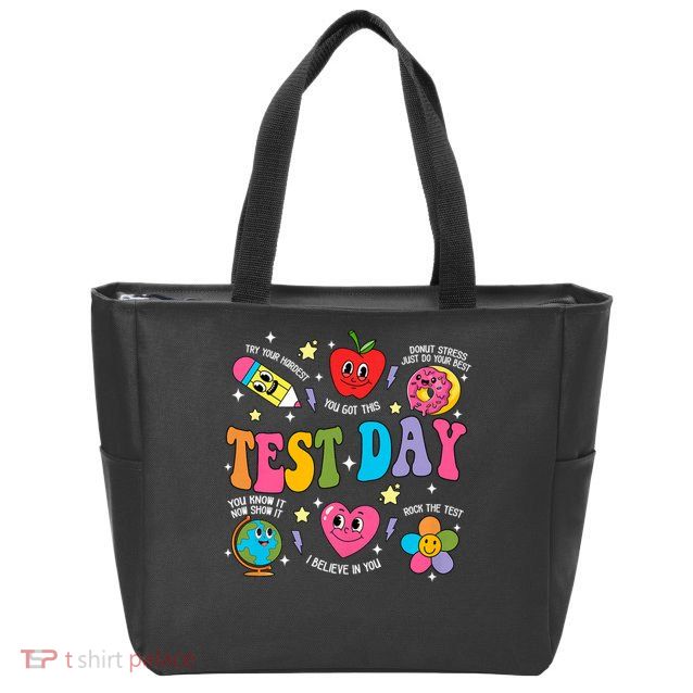 Test Day Rock The Test Testing Day Motivational Teacher Zip Tote Bag