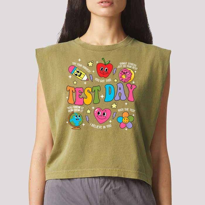 Test Day Rock The Test Testing Day Motivational Teacher Garment-Dyed Women's Muscle Tee