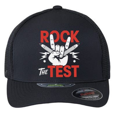 Testing Day Rock The Test Rock Music Teacher Student Flexfit Unipanel Trucker Cap