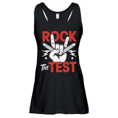 Testing Day Rock The Test Rock Music Teacher Student Ladies Essential Flowy Tank