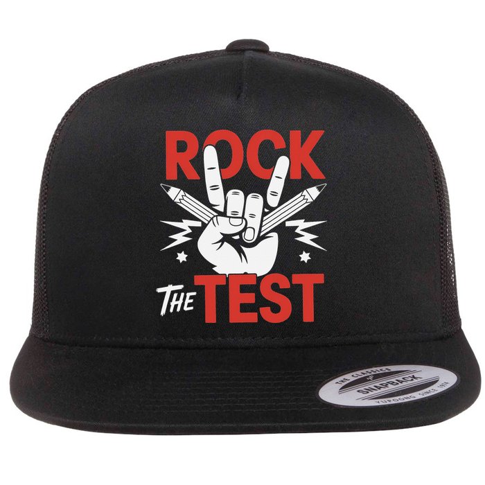 Testing Day Rock The Test Rock Music Teacher Student Flatbill Hat