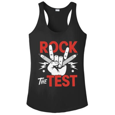 Testing Day Rock The Test Rock Music Teacher Student Ladies PosiCharge Competitor Racerback Tank