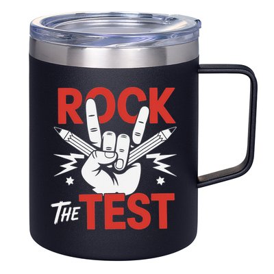 Testing Day Rock The Test Rock Music Teacher Student 12oz Stainless Steel Coffee Mug