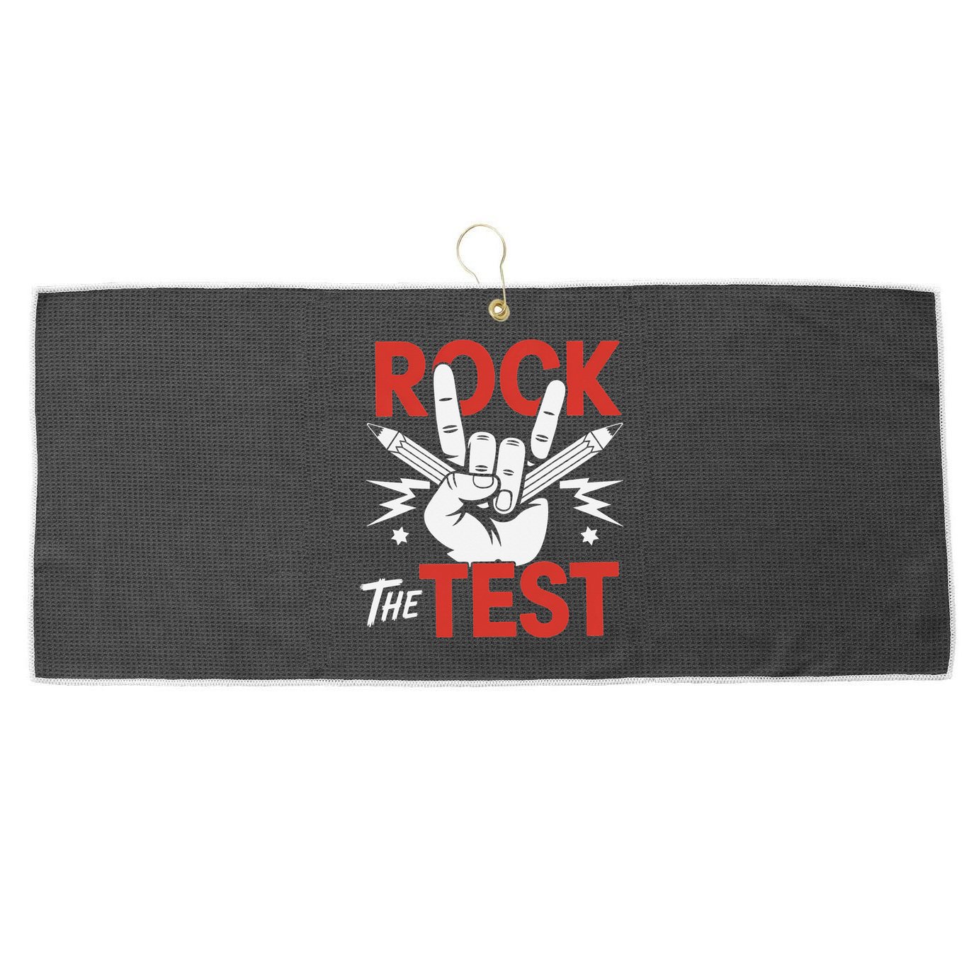 Testing Day Rock The Test Rock Music Teacher Student Large Microfiber Waffle Golf Towel