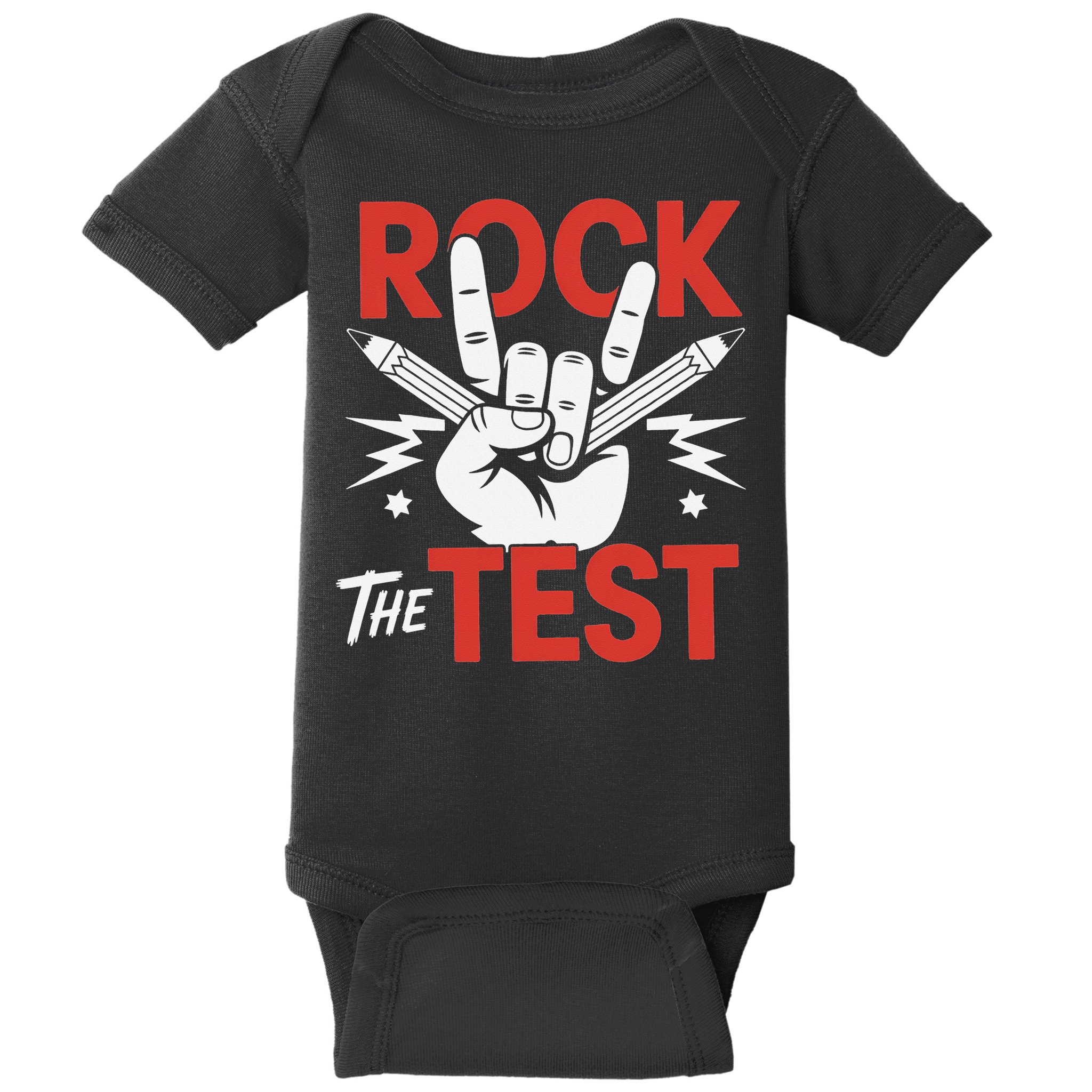 Testing Day Rock The Test Rock Music Teacher Student Baby Bodysuit