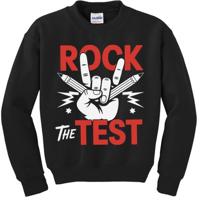 Testing Day Rock The Test Rock Music Teacher Student Kids Sweatshirt