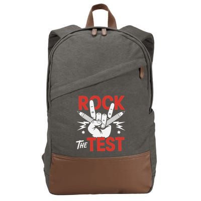 Testing Day Rock The Test Rock Music Teacher Student Cotton Canvas Backpack