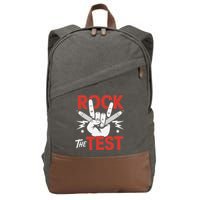 Testing Day Rock The Test Rock Music Teacher Student Cotton Canvas Backpack