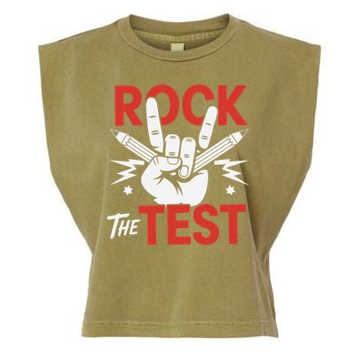 Testing Day Rock The Test Rock Music Teacher Student Garment-Dyed Women's Muscle Tee
