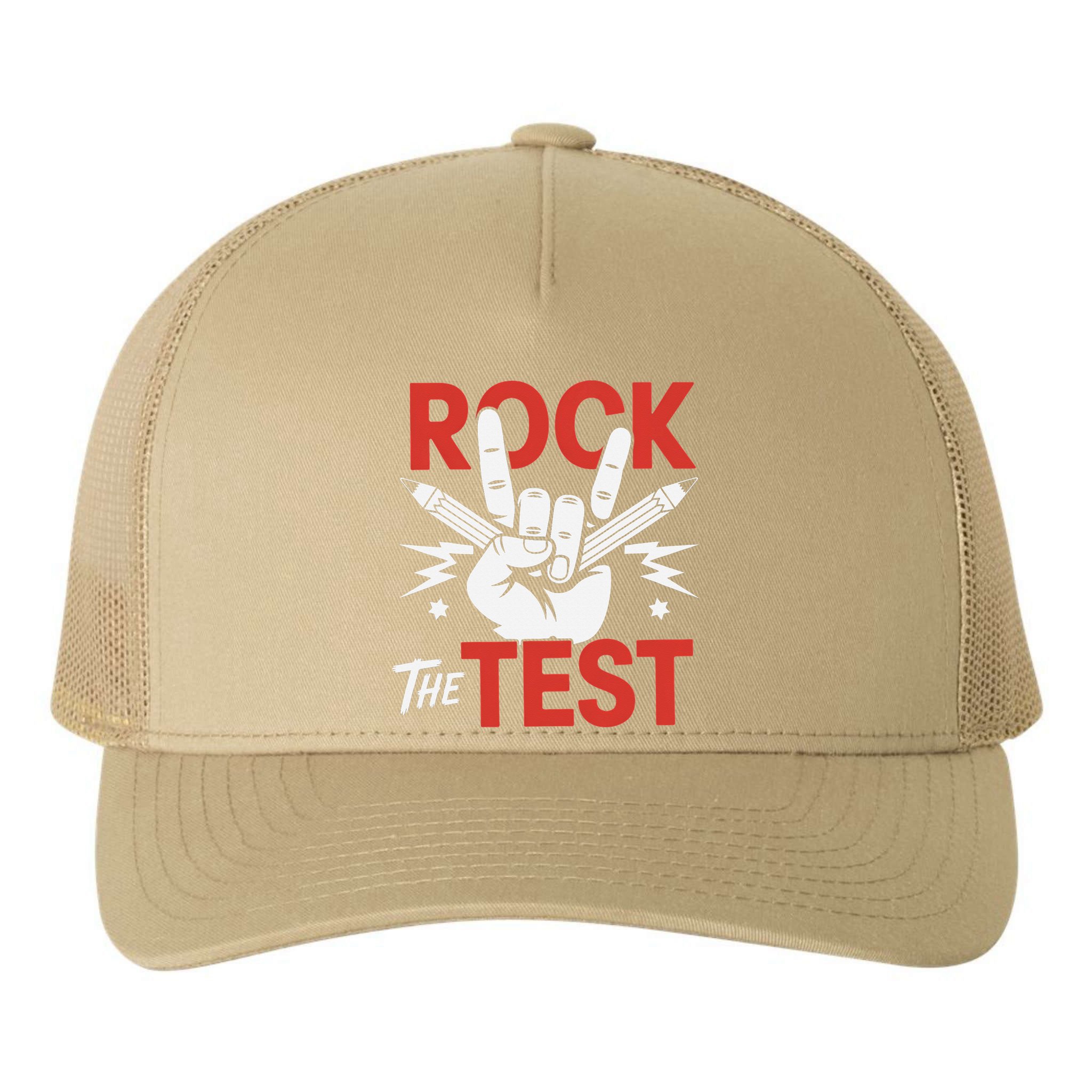 Testing Day Rock The Test Rock Music Teacher Student Yupoong Adult 5-Panel Trucker Hat