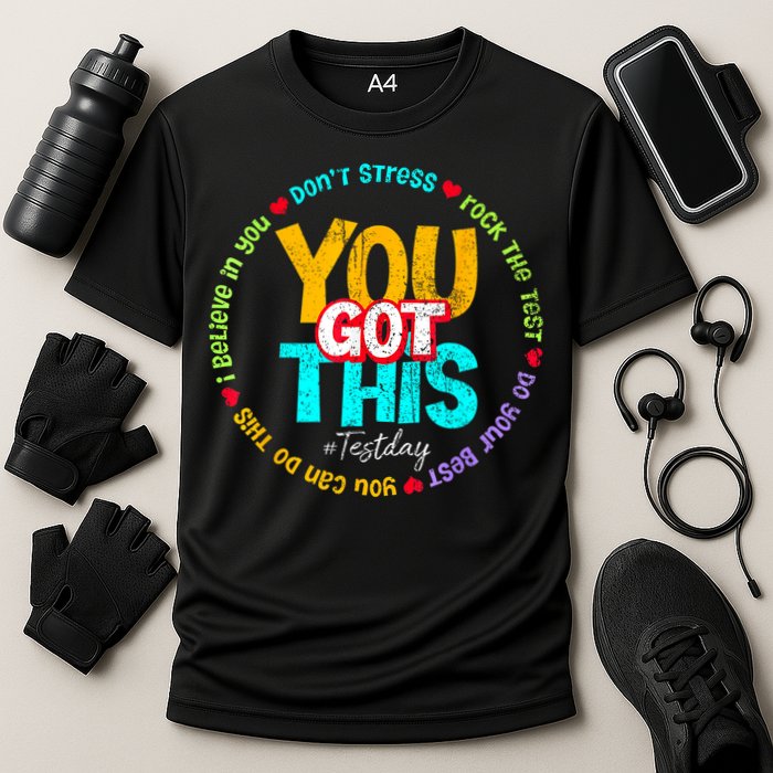 Test Day Rock The Test Teacher Testing Day You Got This Family Girl Cooling Performance Crew T-Shirt