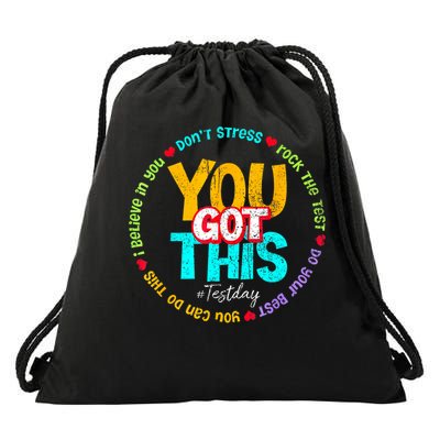 Test Day Rock The Test Teacher Testing Day You Got This Family Girl Drawstring Bag