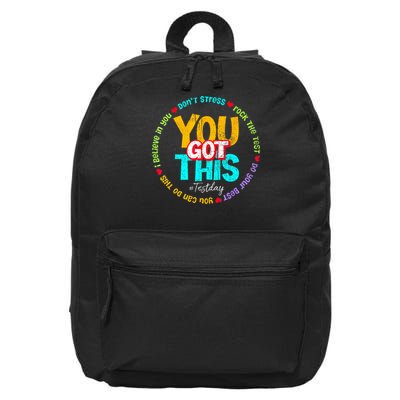Test Day Rock The Test Teacher Testing Day You Got This Family Girl 16 in Basic Backpack
