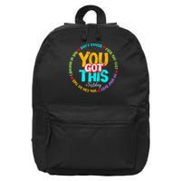 Test Day Rock The Test Teacher Testing Day You Got This Family Girl 16 in Basic Backpack