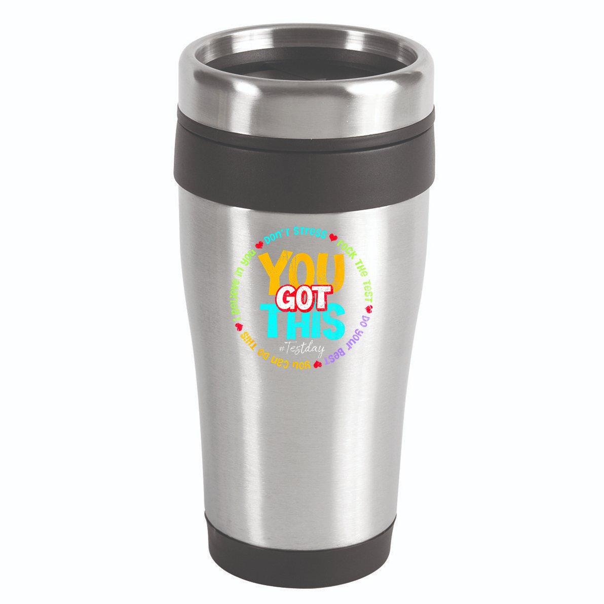 Test Day Rock The Test Teacher Testing Day You Got This Family Girl 16oz Travel Tumbler