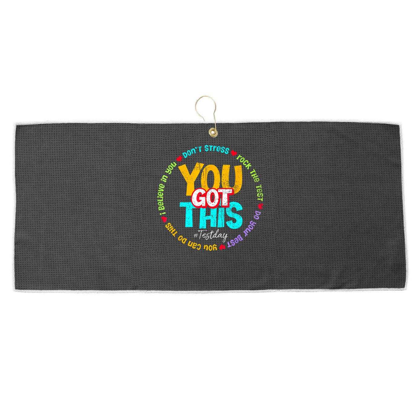 Test Day Rock The Test Teacher Testing Day You Got This Family Girl Large Microfiber Waffle Golf Towel