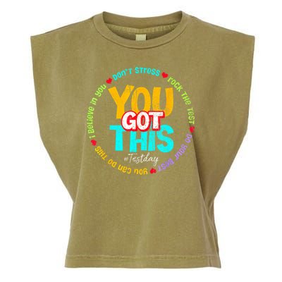 Test Day Rock The Test Teacher Testing Day You Got This Family Girl Garment-Dyed Women's Muscle Tee
