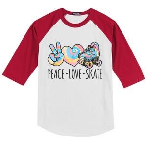 Tie Dye Roller Skating For Teen Girl Peace Love Skate Kids Colorblock Raglan Jersey