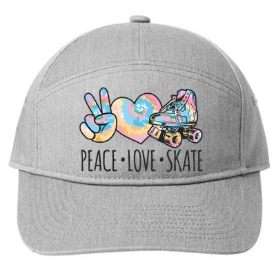 Tie Dye Roller Skating For Teen Girl Peace Love Skate 7-Panel Snapback Hat