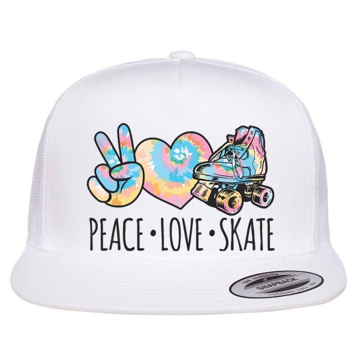 Tie Dye Roller Skating For Teen Girl Peace Love Skate Flat Bill Trucker Hat