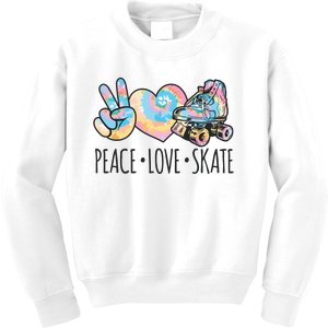 Tie Dye Roller Skating For Teen Girl Peace Love Skate Kids Sweatshirt