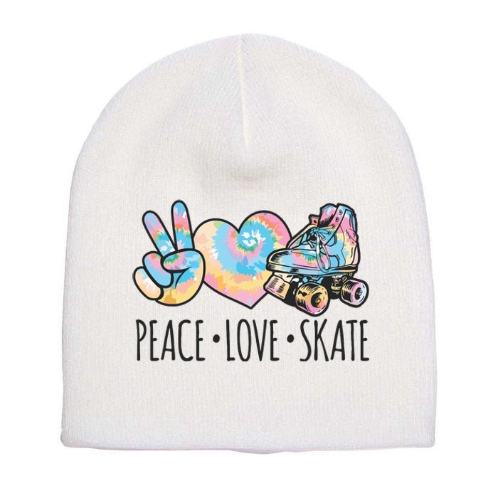 Tie Dye Roller Skating For Teen Girl Peace Love Skate Short Acrylic Beanie