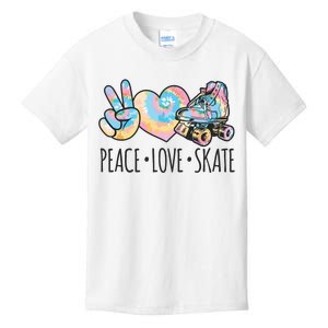 Tie Dye Roller Skating For Teen Girl Peace Love Skate Kids T-Shirt