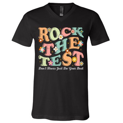 Test Day Rock The Test Teacher Testing Day You Got This  V-Neck T-Shirt