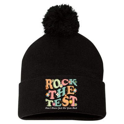 Test Day Rock The Test Teacher Testing Day You Got This  Pom Pom 12in Knit Beanie