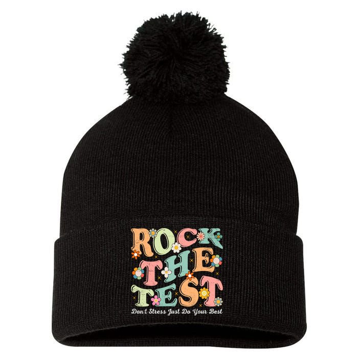 Test Day Rock The Test Teacher Testing Day You Got This  Pom Pom 12in Knit Beanie