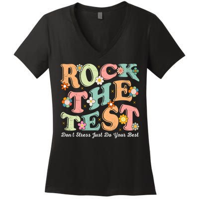 Test Day Rock The Test Teacher Testing Day You Got This  Women's V-Neck T-Shirt