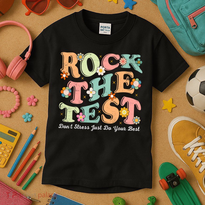 Test Day Rock The Test Teacher Testing Day You Got This  Kids T-Shirt