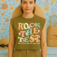 Test Day Rock The Test Teacher Testing Day You Got This  Garment-Dyed Women's Muscle Tee
