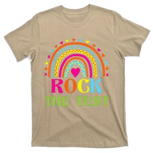 Test Day Rock The Test Teacher Testing Day Rainbow Teacher Funny T-Shirt