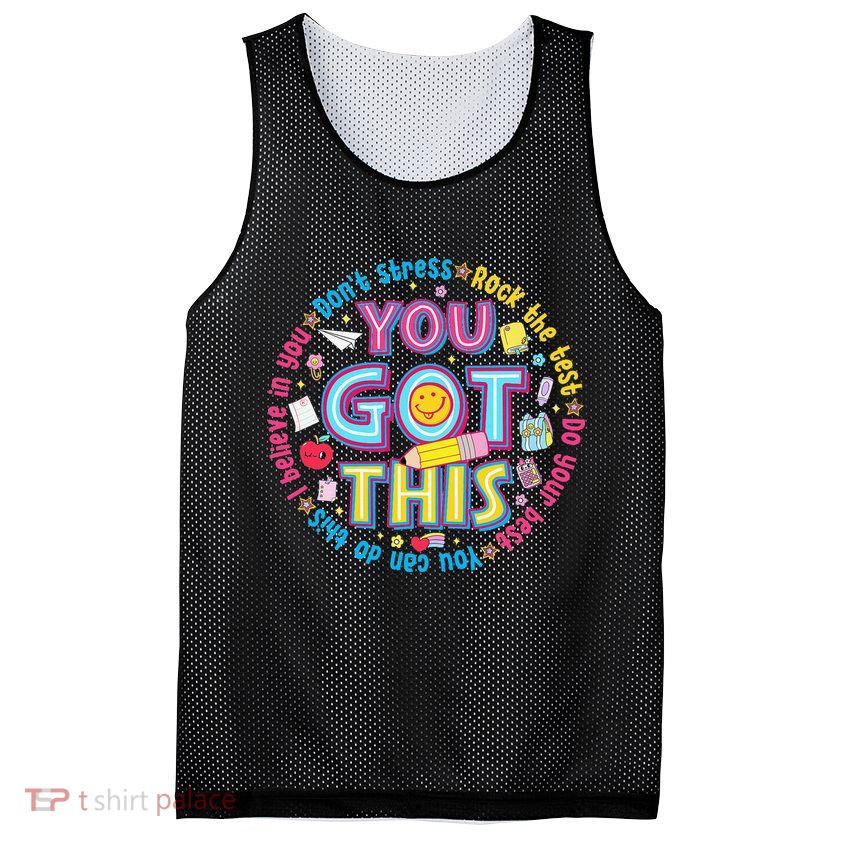 Test Day Rock The Test Teacher Testing Day You Got This Mesh Reversible Basketball Jersey Tank