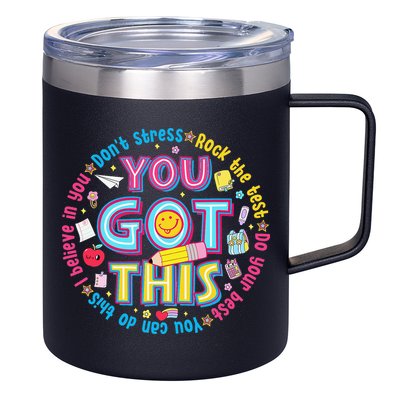 Test Day Rock The Test Teacher Testing Day You Got This 12oz Stainless Steel Coffee Mug