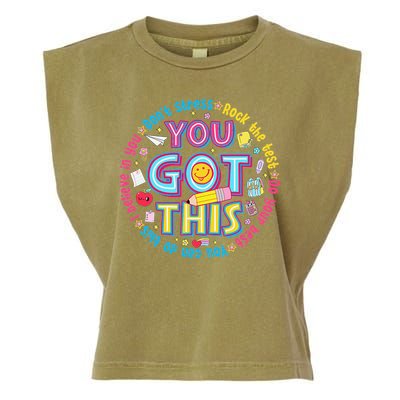 Test Day Rock The Test Teacher Testing Day You Got This Garment-Dyed Women's Muscle Tee
