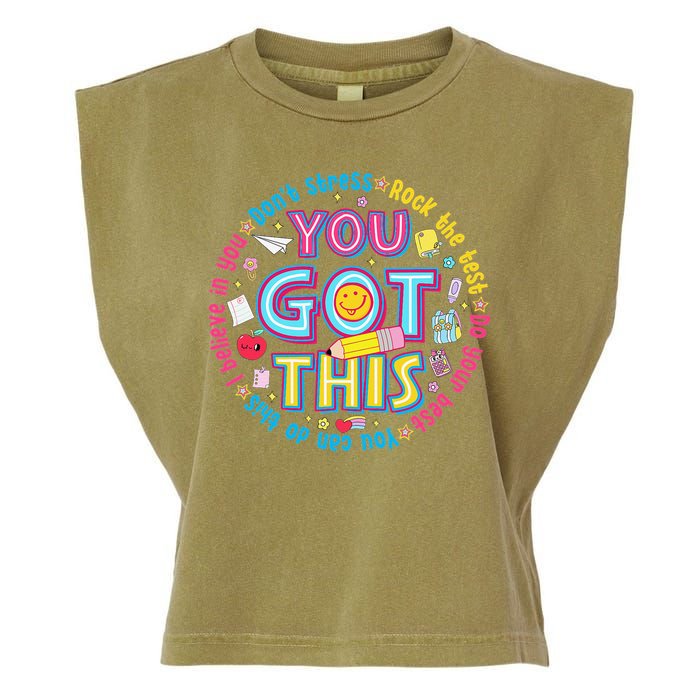 Test Day Rock The Test Teacher Testing Day You Got This Garment-Dyed Women's Muscle Tee