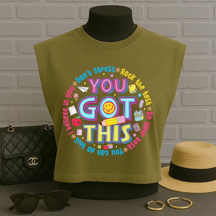 Test Day Rock The Test Teacher Testing Day You Got This Garment-Dyed Women's Muscle Tee