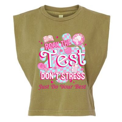 Testing Day Rock The Test Motivational For Teacher Student Garment-Dyed Women's Muscle Tee