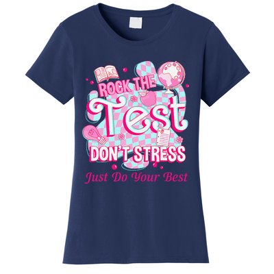 Testing Day Rock The Test Motivational For Teacher Student Women's T-Shirt