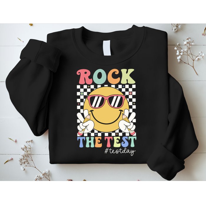 Test Day Rock The Test Motivational Teacher Testing Day  Sweatshirt