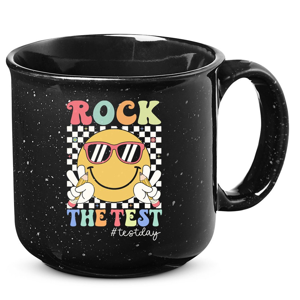 Test Day Rock The Test Motivational Teacher Testing Day  15oz Campfire Ceramic Mug