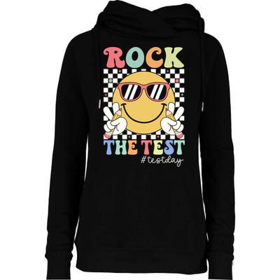 Test Day Rock The Test Motivational Teacher Testing Day  Womens Funnel Neck Pullover Hood