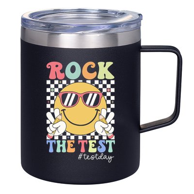 Test Day Rock The Test Motivational Teacher Testing Day  12oz Stainless Steel Coffee Mug