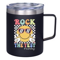 Test Day Rock The Test Motivational Teacher Testing Day  12oz Stainless Steel Coffee Mug
