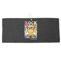 Test Day Rock The Test Motivational Teacher Testing Day  Large Microfiber Waffle Golf Towel