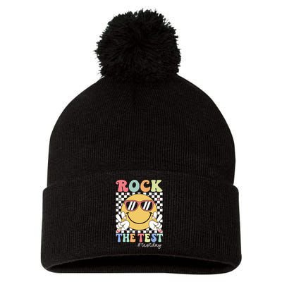Test Day Rock The Test Motivational Teacher Testing Day  Pom Pom 12in Knit Beanie
