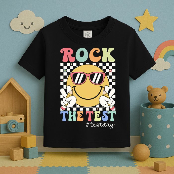 Test Day Rock The Test Motivational Teacher Testing Day  Toddler T-Shirt