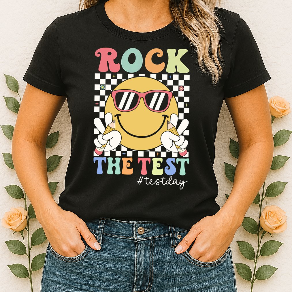 Test Day Rock The Test Motivational Teacher Testing Day  Womens T-Shirt